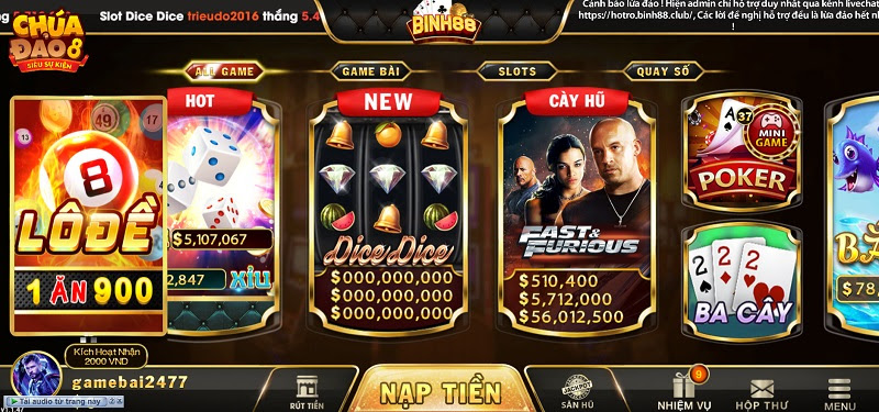Giao diện độc đáo, sang trọng của cổng game Binh88