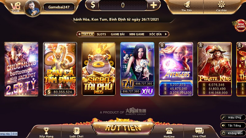 Giao diện đặc sắc của cổng game bài đổi thưởng V8 Club