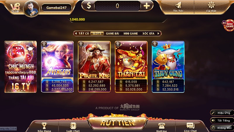 Quay số nổ hũ tại cổng game V8 Club