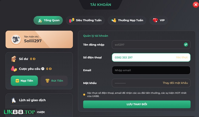 Cần cập nhật thông tin chính chủ trước khi cá cược